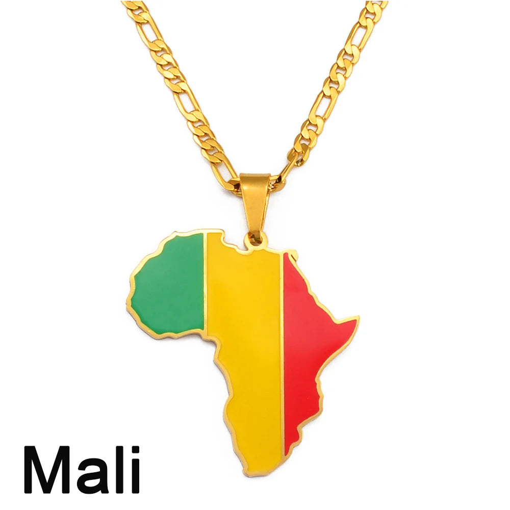 Hip-hop Africa Map Pendant Necklace for Men Women 3.8CM