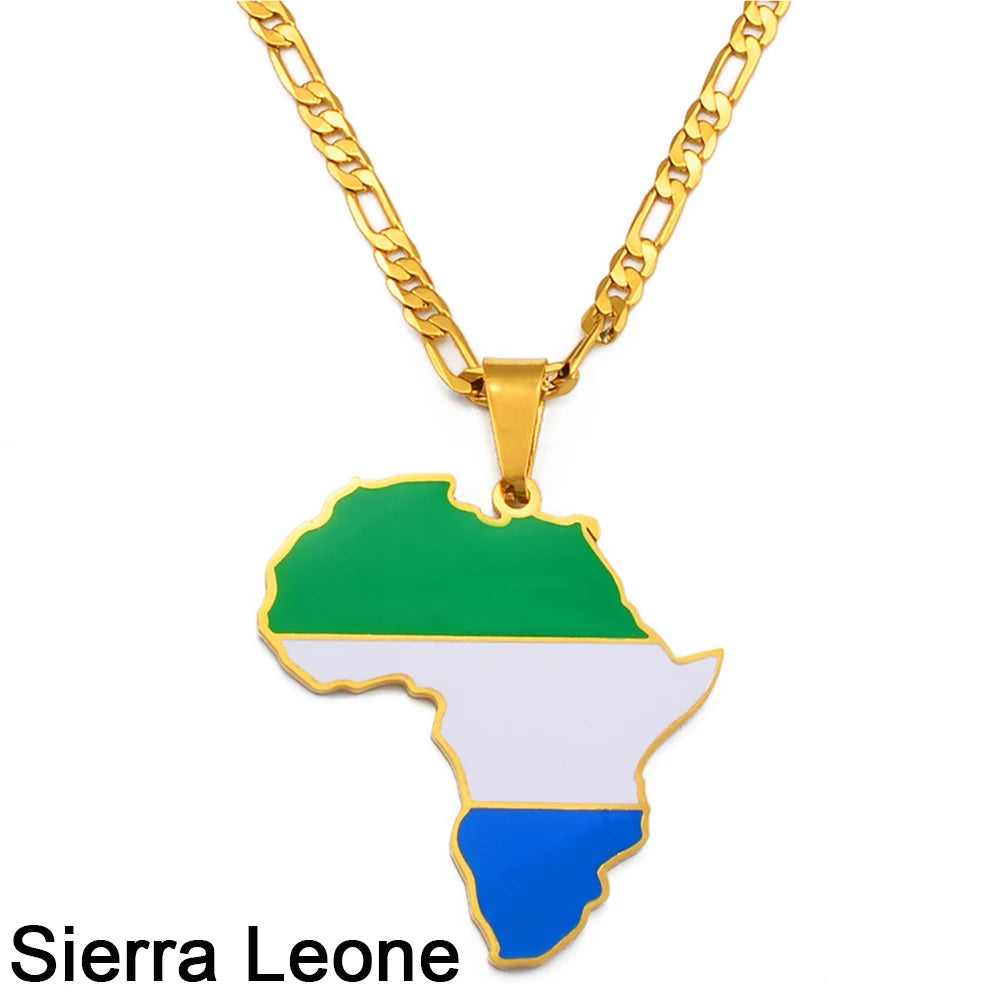 Hip-hop Africa Map Pendant Necklace for Men Women 3.8CM