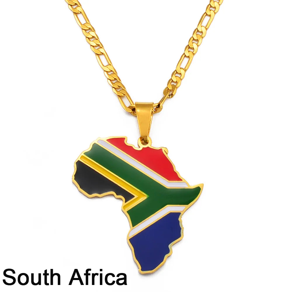 Hip-hop Africa Map Pendant Necklace for Men Women 3.8CM