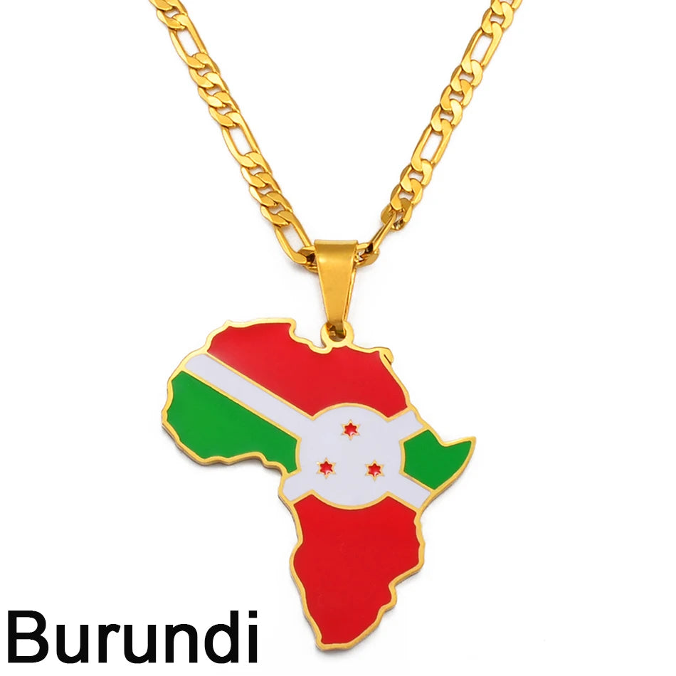 Hip-hop Africa Map Pendant Necklace for Men Women 3.8CM