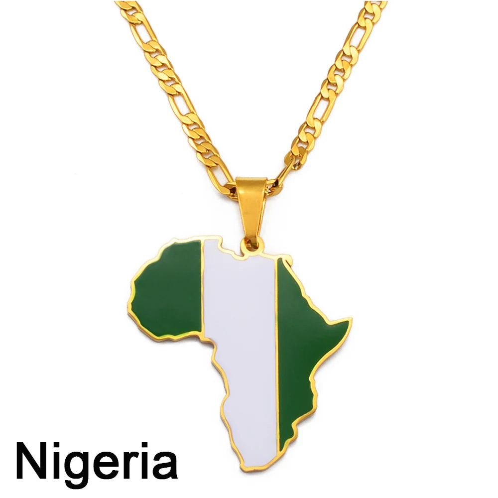 Hip-hop Africa Map Pendant Necklace for Men Women 3.8CM