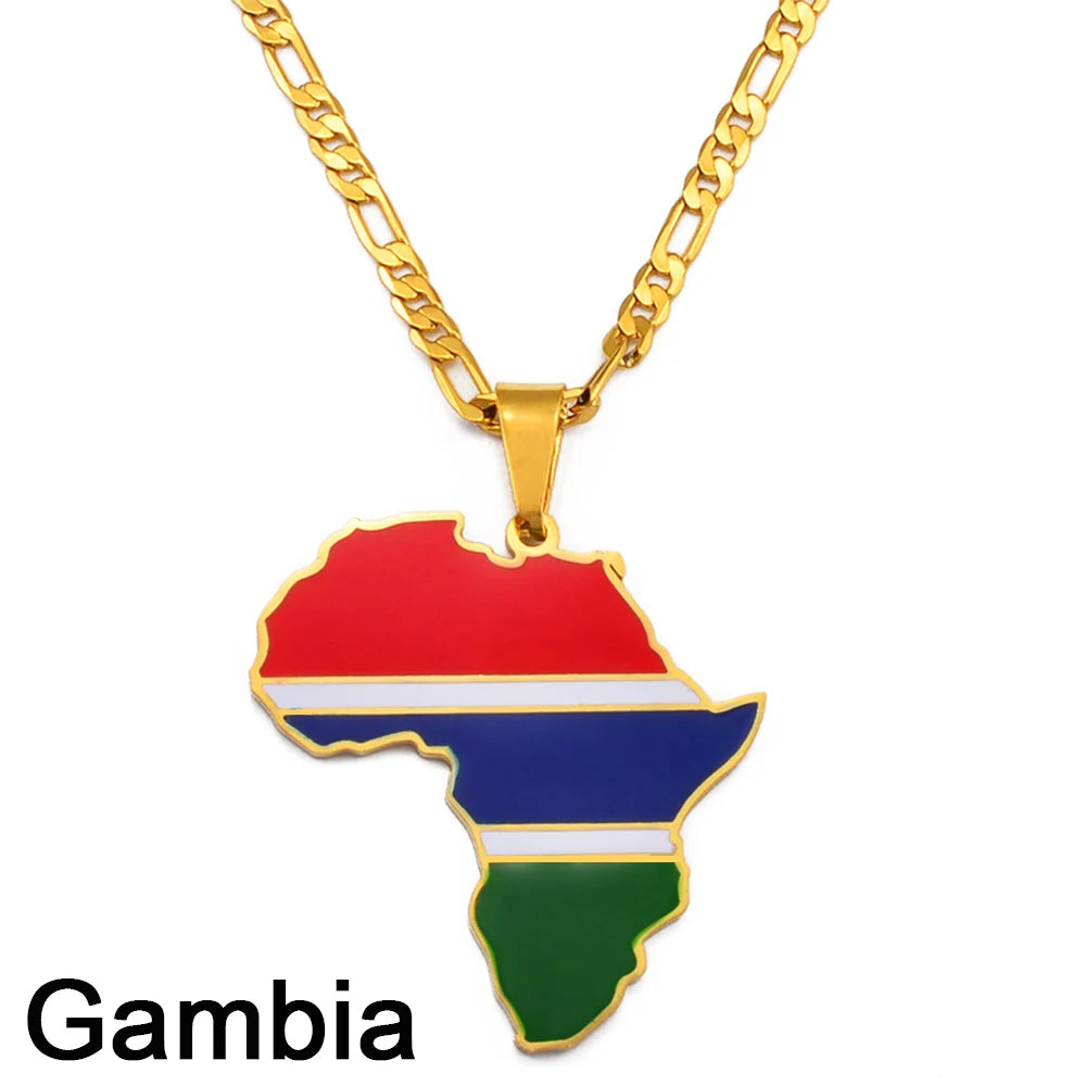 Hip-hop Africa Map Pendant Necklace for Men Women 3.8CM