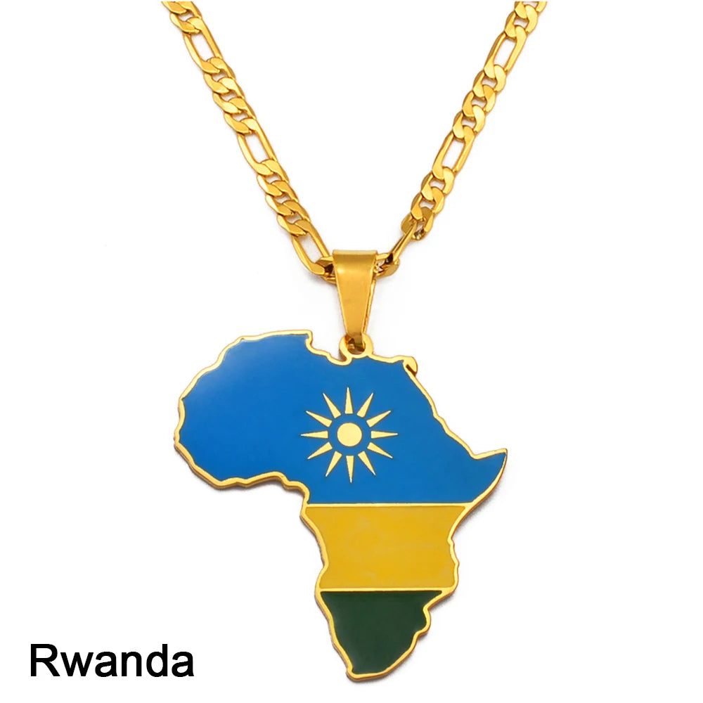 Hip-hop Africa Map Pendant Necklace for Men Women 3.8CM