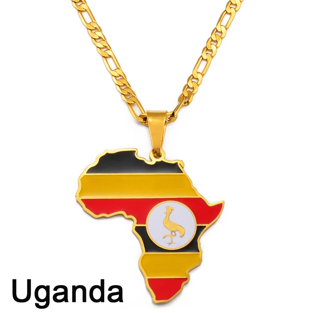 Hip-hop Africa Map Pendant Necklace for Men Women 3.8CM