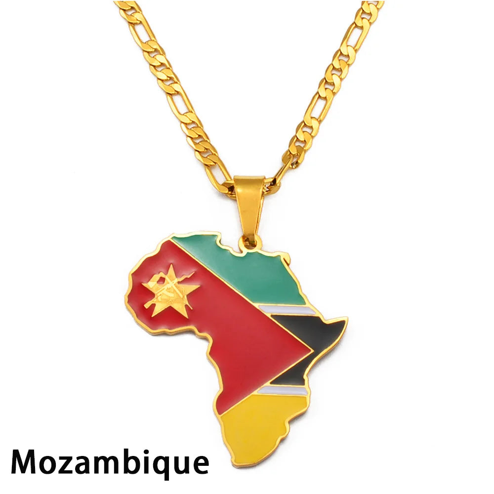 Hip-hop Africa Map Pendant Necklace for Men Women 3.8CM