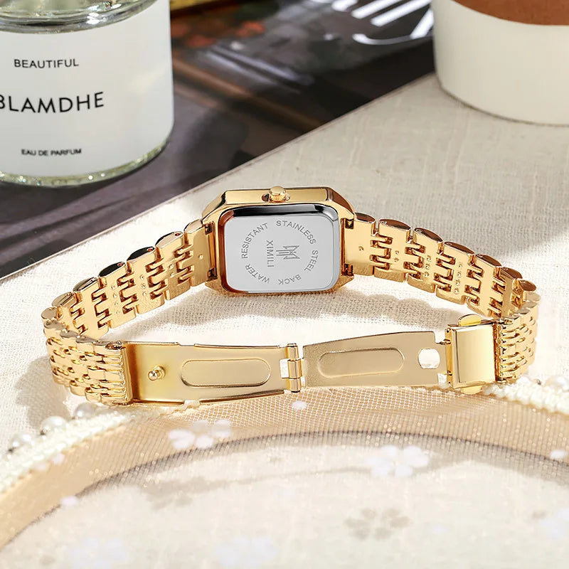 Luxury Women's Quartz Watch – Rectangle Steel Band Gift