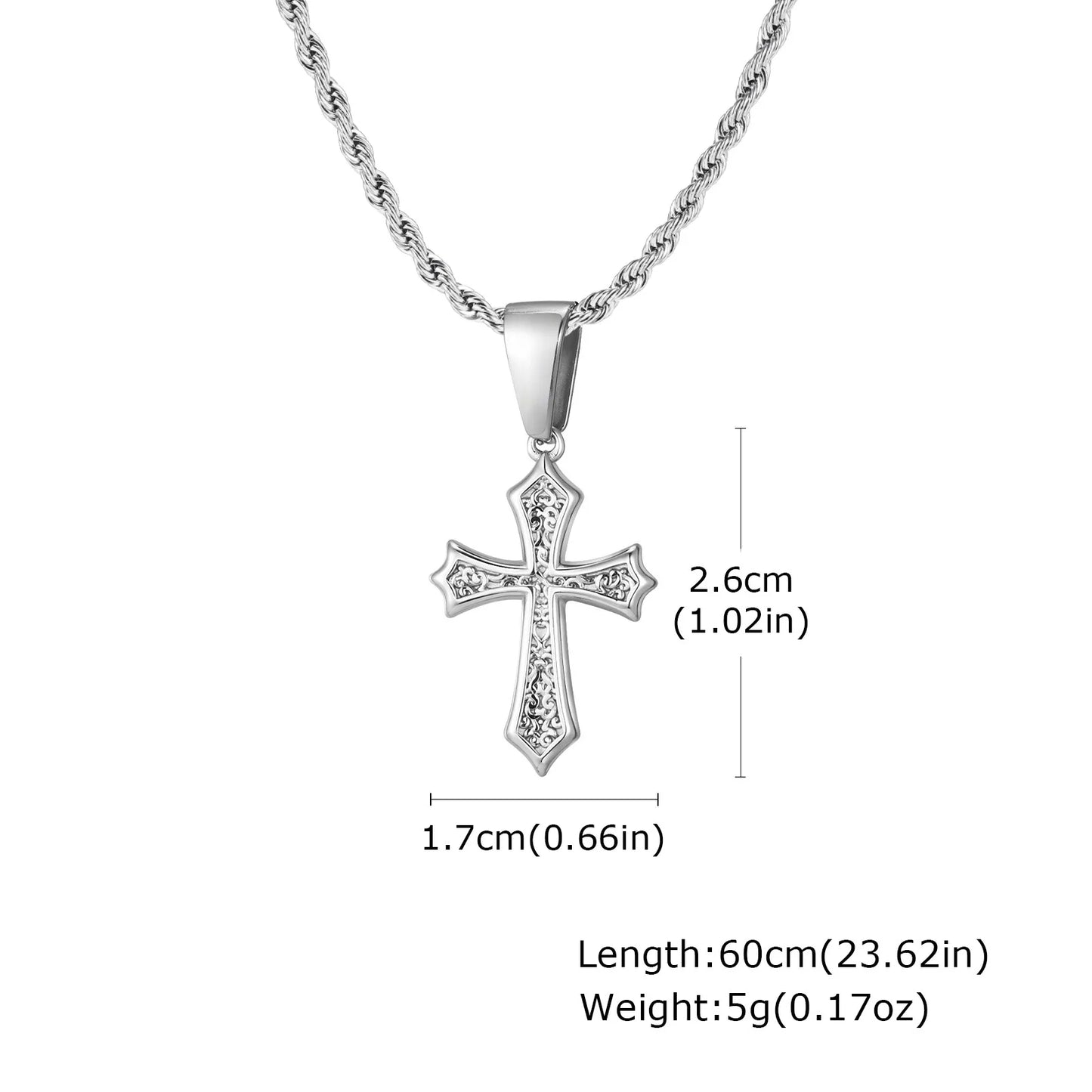 Men’s Cross Pendant Necklace – Stainless Steel