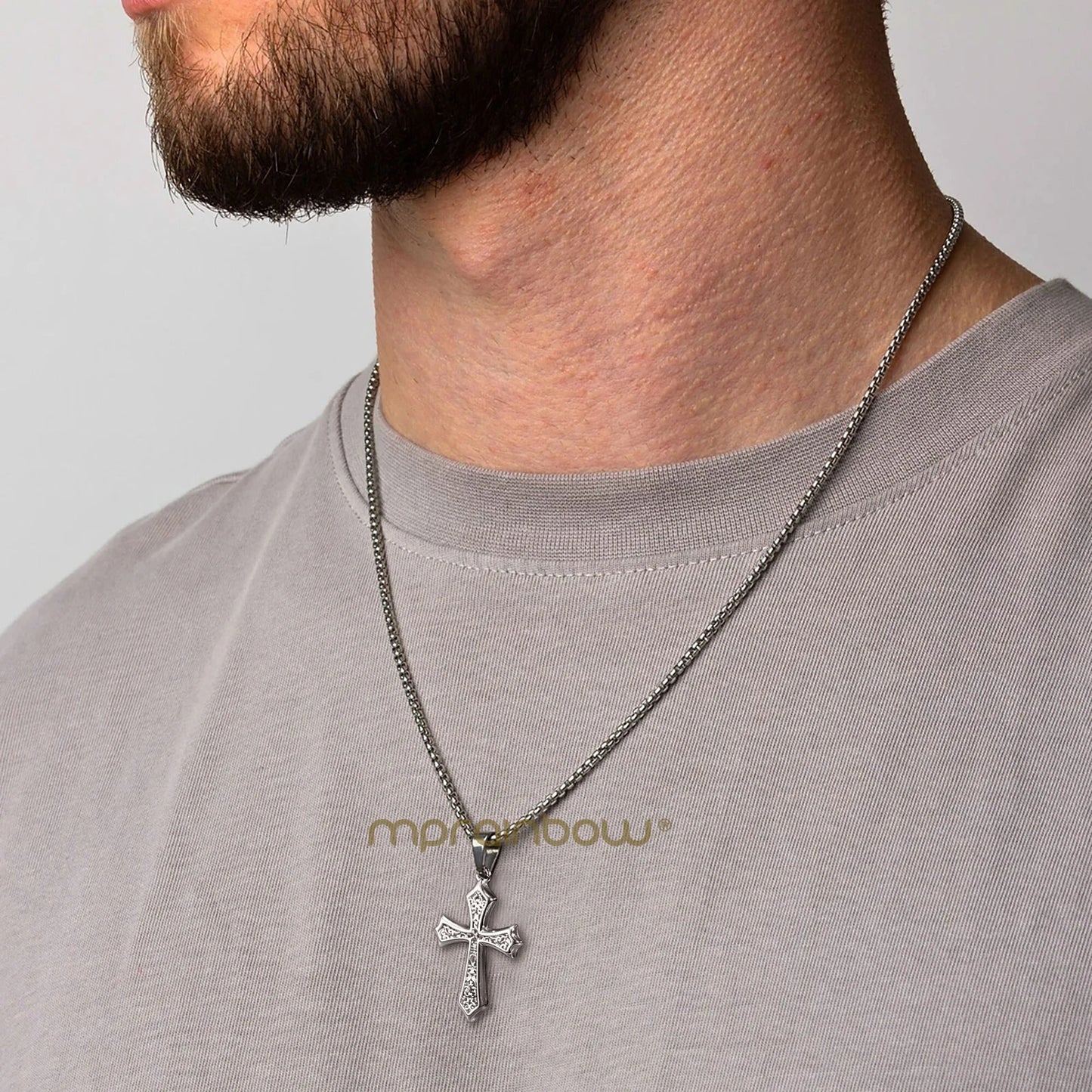 Men’s Cross Pendant Necklace – Stainless Steel