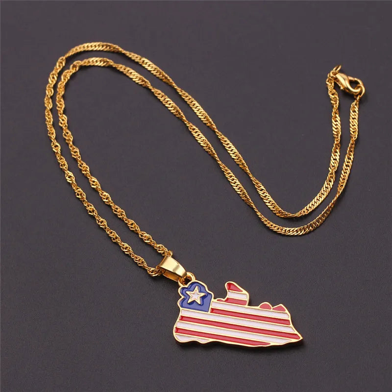 Country Flag Map Pendant Necklace for Men & Women – Stylish