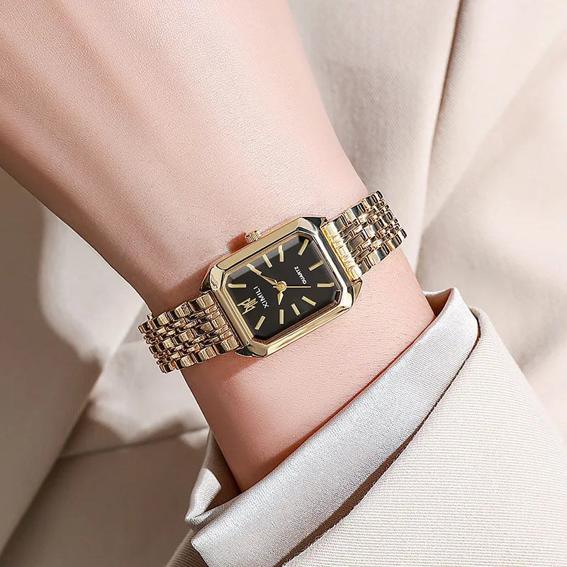 Luxury Women's Quartz Watch – Rectangle Steel Band Gift