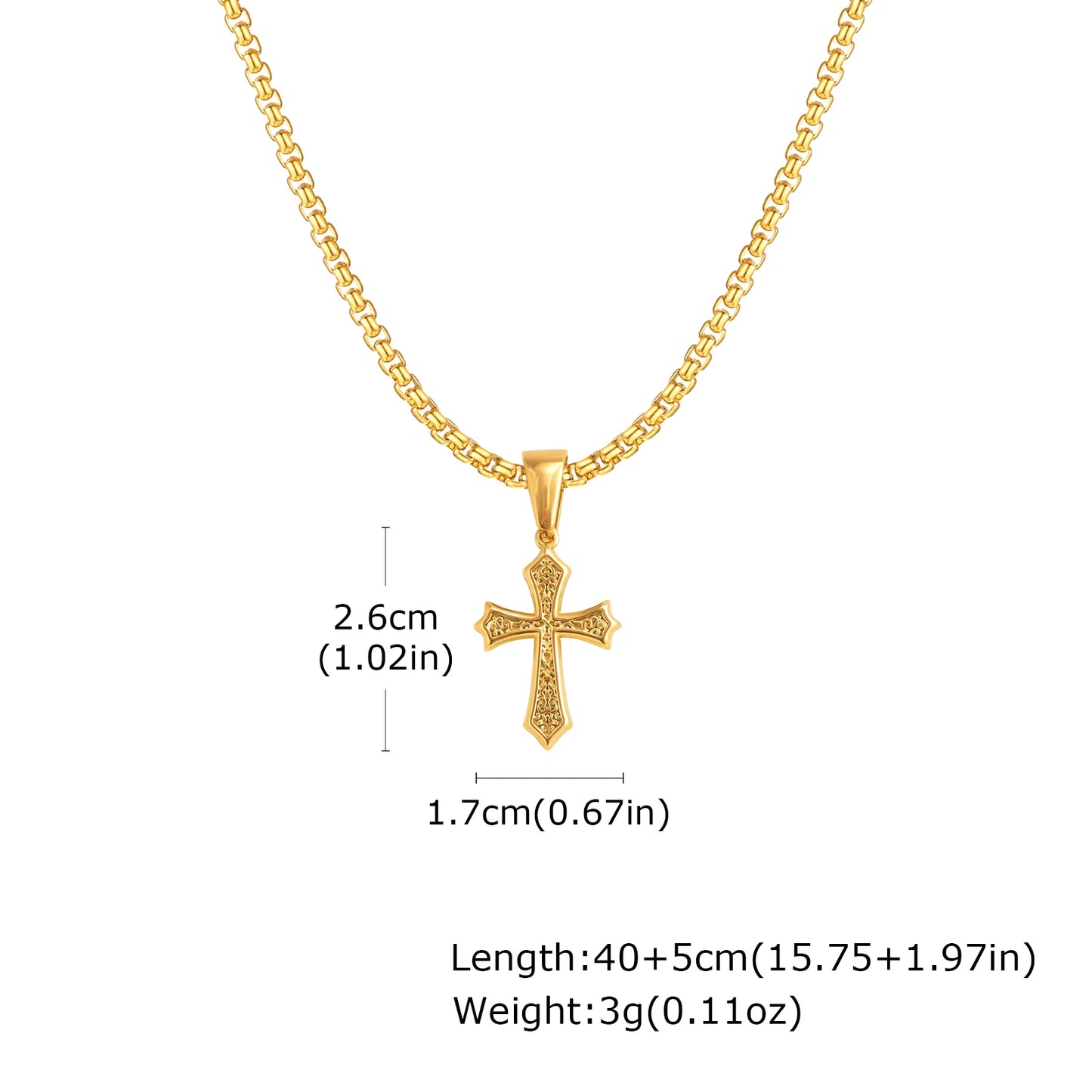 Men’s Cross Pendant Necklace – Stainless Steel