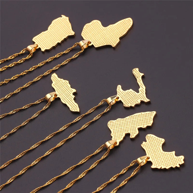 Country Flag Map Pendant Necklace for Men & Women – Stylish