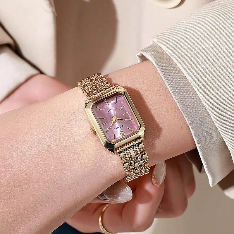 Luxury Women's Quartz Watch – Rectangle Steel Band Gift