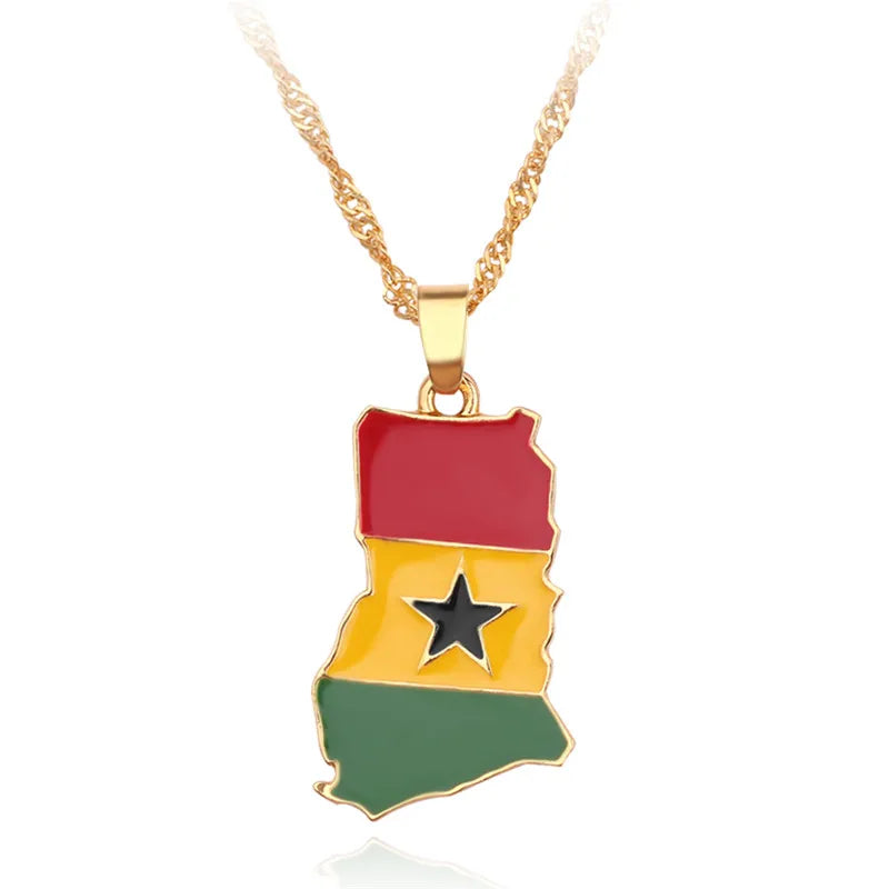 Country Flag Map Pendant Necklace for Men & Women – Stylish