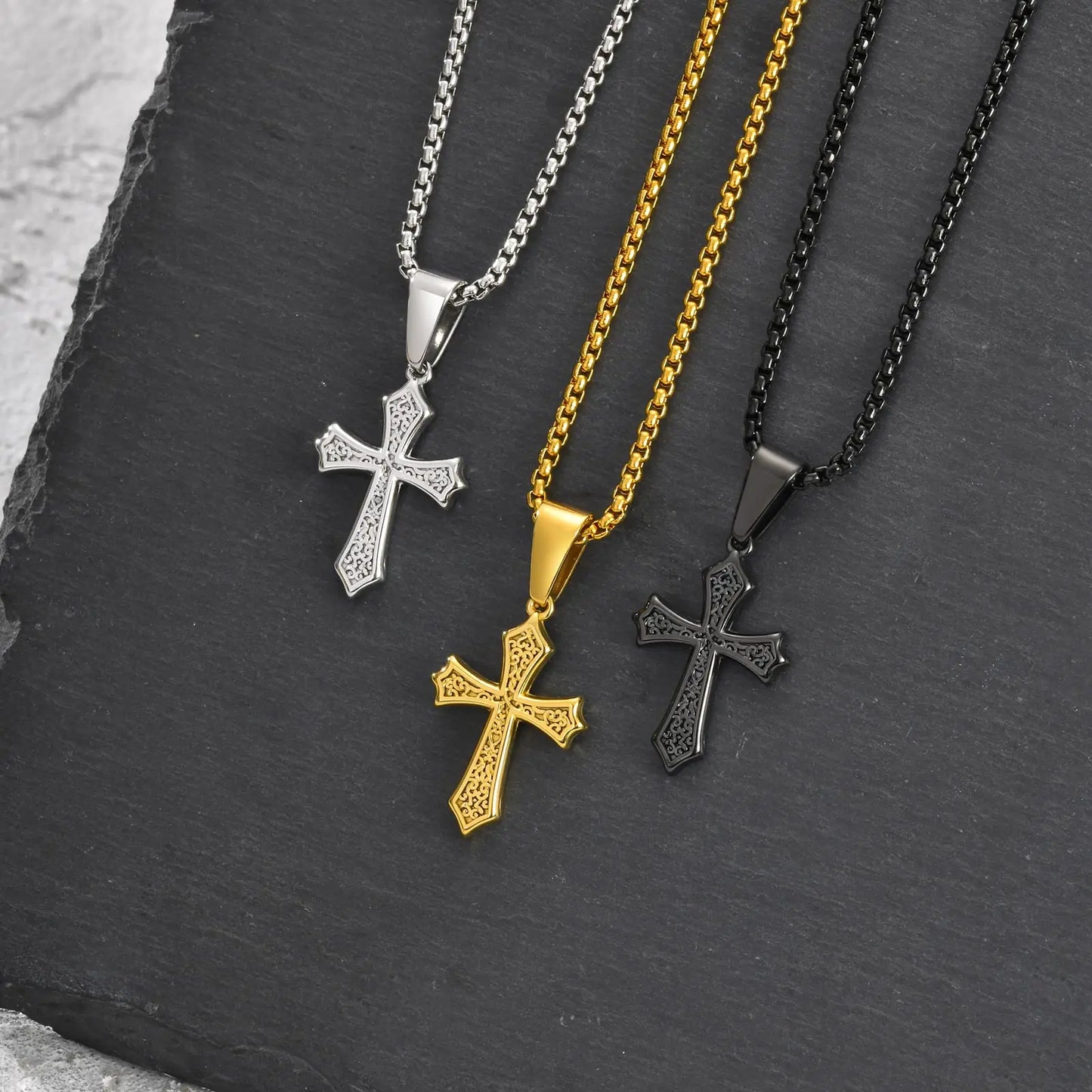 Men’s Cross Pendant Necklace – Stainless Steel