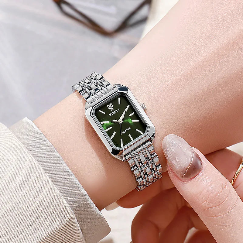 Luxury Women's Quartz Watch – Rectangle Steel Band Gift