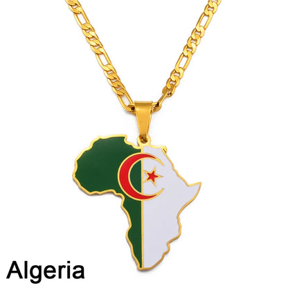 Hip-hop Africa Map Pendant Necklace for Men Women 3.8CM