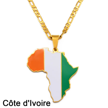 Hip-hop Africa Map Pendant Necklace for Men Women 3.8CM