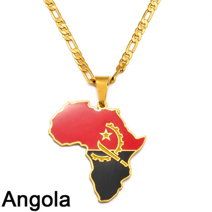 Hip-hop Africa Map Pendant Necklace for Men Women 3.8CM
