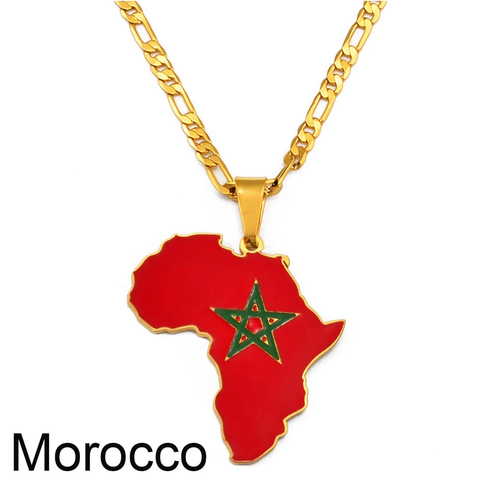 Hip-hop Africa Map Pendant Necklace for Men Women 3.8CM