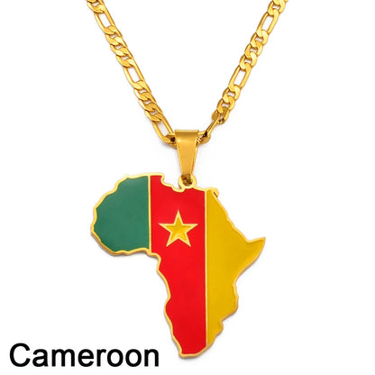 Hip-hop Africa Map Pendant Necklace for Men Women 3.8CM