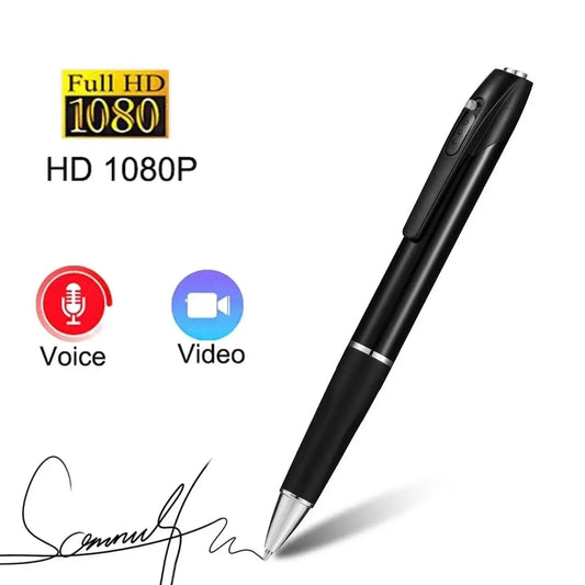 Black HD 1080P pen camera with built-in voice and video recording functions, designed for discreet use in meetings, lectures, and personal documentation.