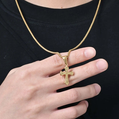 Men’s Cross Pendant Necklace – Stainless Steel