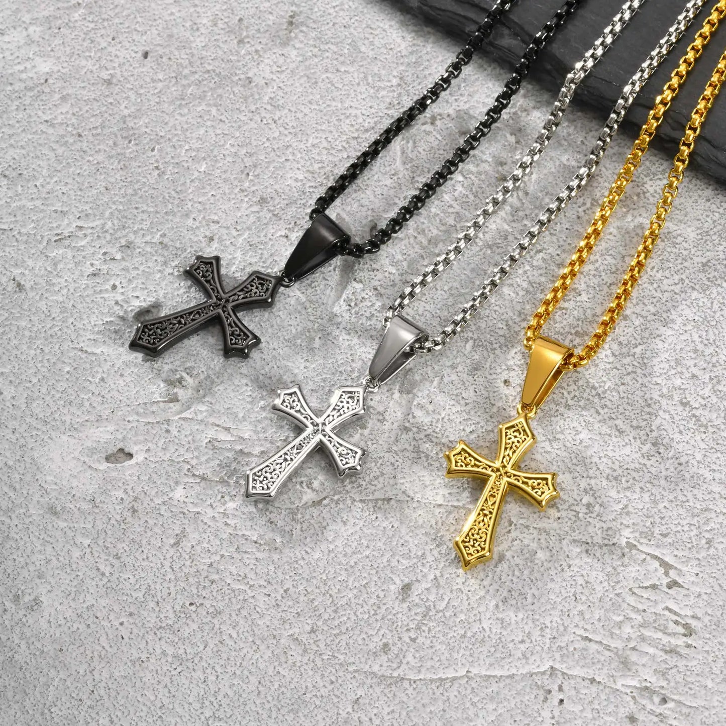 Men’s Cross Pendant Necklace – Stainless Steel