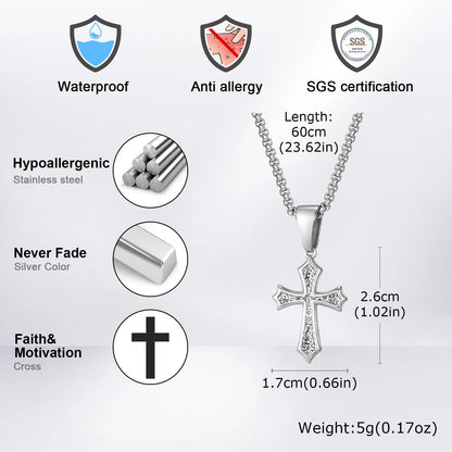 Men’s Cross Pendant Necklace – Stainless Steel