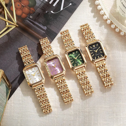 Luxury Women's Quartz Watch – Rectangle Steel Band Gift