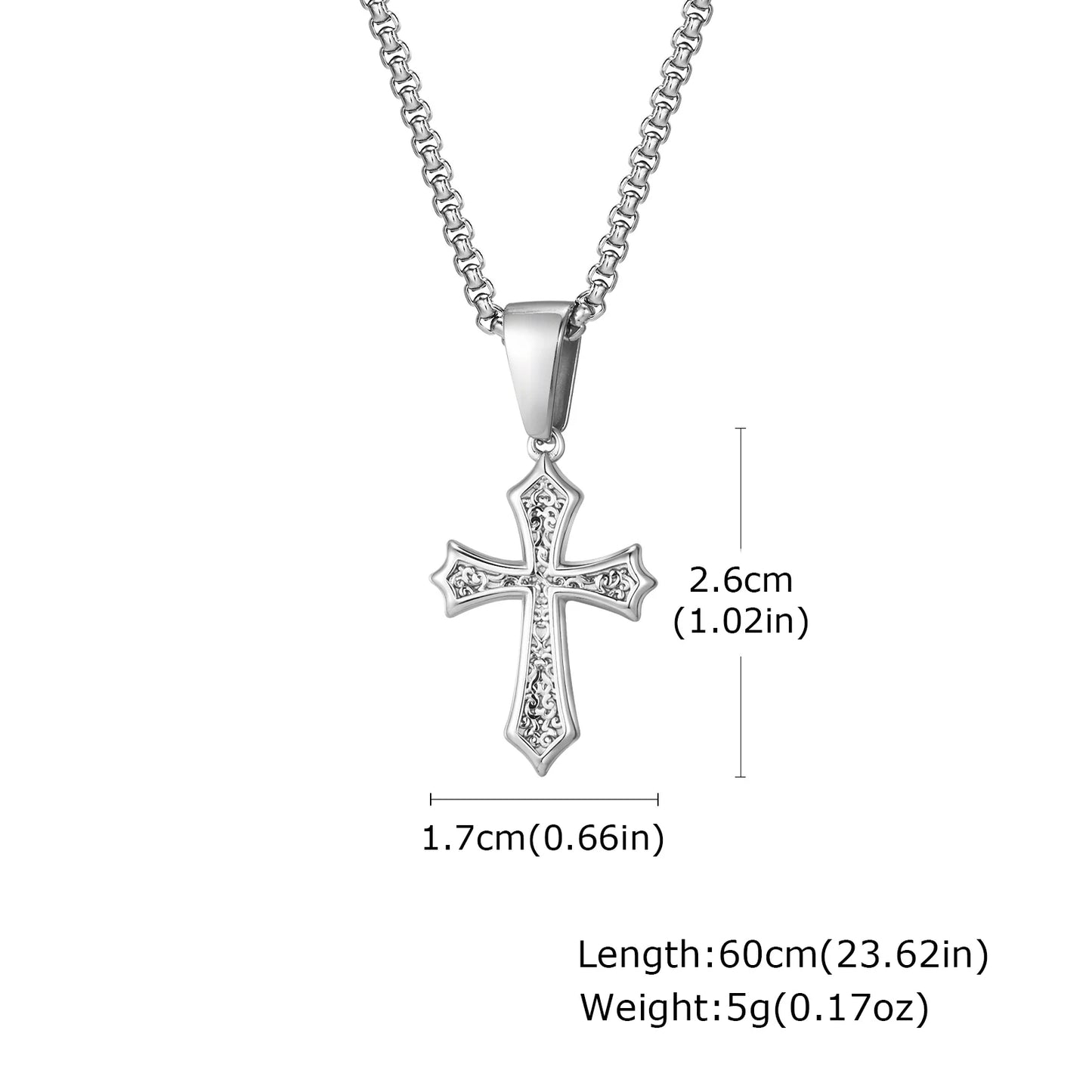 Men’s Cross Pendant Necklace – Stainless Steel